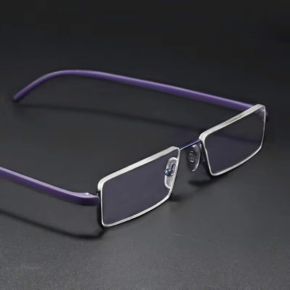 Metal Anti-Blue Light Reading Glasses Men Half Frame Prescription Eyeglasses Male TR90 Eyewear with Case Óculos +1.75